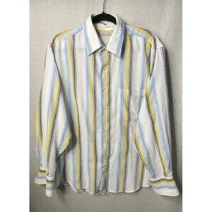 Fusai Jeans By Focus USA Mens Button-Up Shirt Multicolor Stripe Long Sleeve M